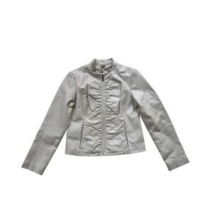 Wilson's Leather Womens White Moto Jacket‎ Size M Chinstrap